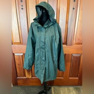Lands' End Vintage Hooded Insulated Waterproof Jacket Large (14-16) Polyvinyl